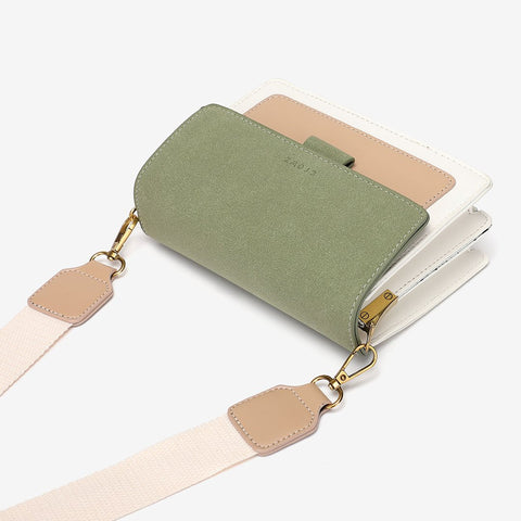 Faux suede flap PU leather crossbody bag (Extra strap)