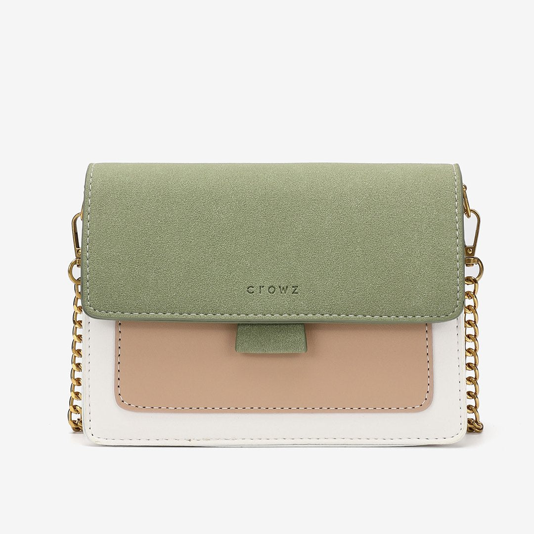 Faux suede flap PU leather crossbody bag (Extra strap)