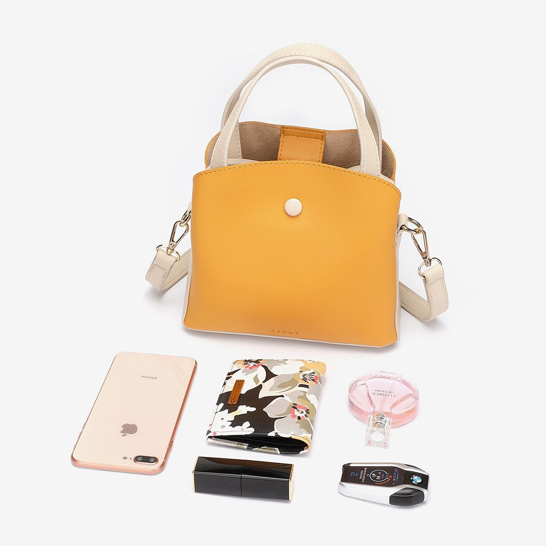 Top handle single stud PU leather crossbody bag
