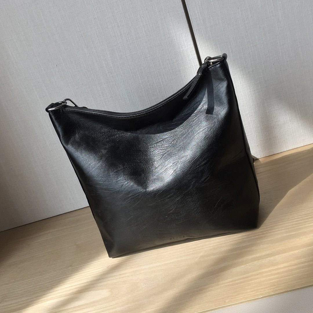 Minimalistic soft PU leather crossbody bag