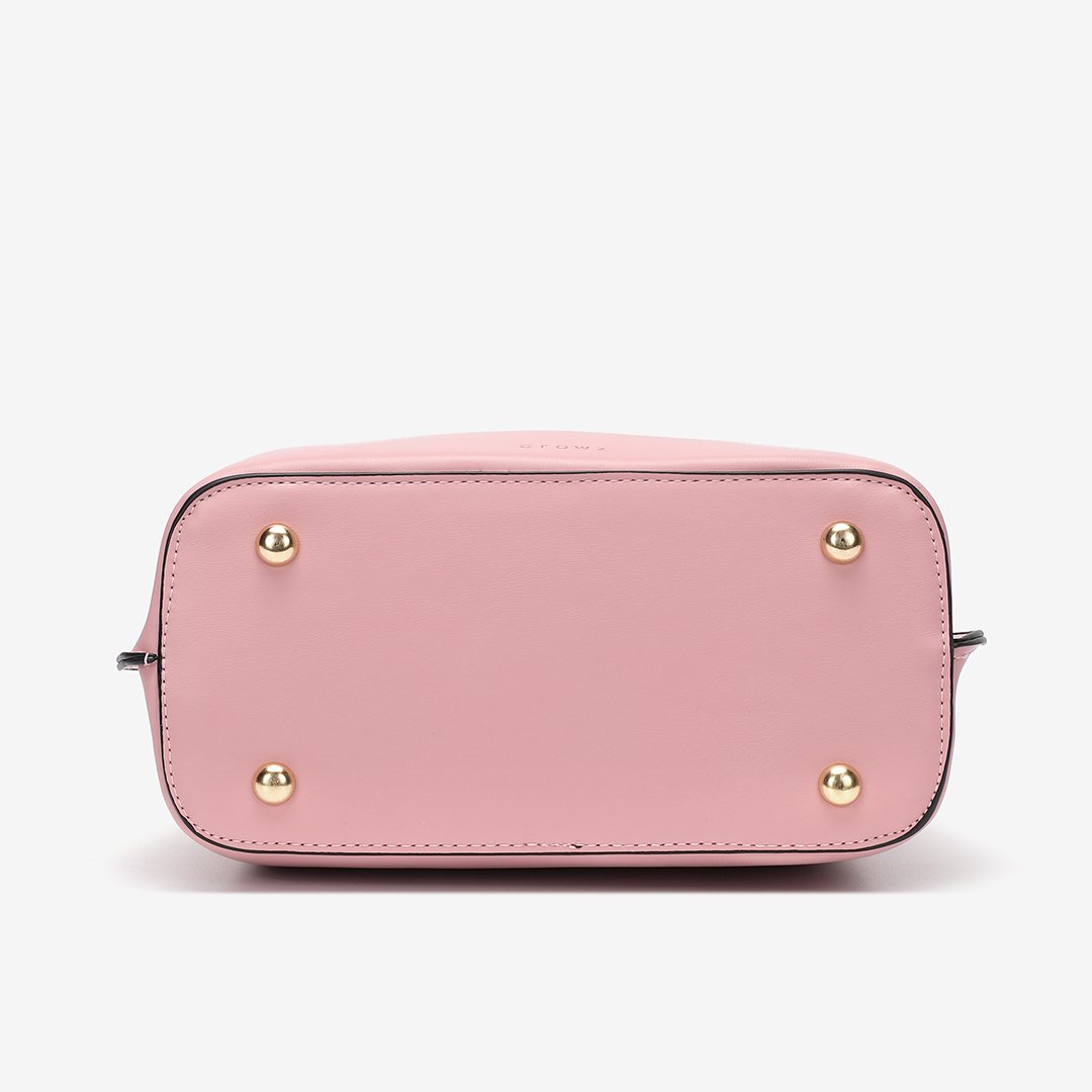 Striped strap PU leather bucket bag