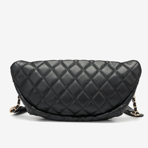 Double zip quilted PU leather bum bag