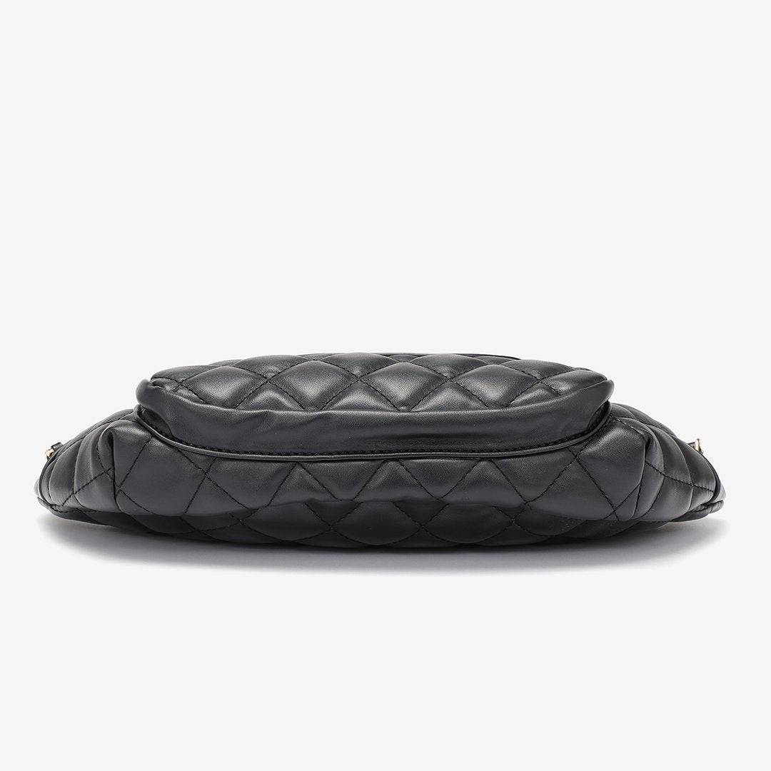 Double zip quilted PU leather bum bag