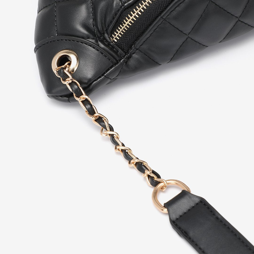 Double zip quilted PU leather bum bag