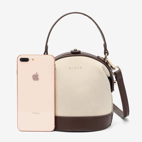 Retro snap-fastening cylindrical PU leather bucket bag