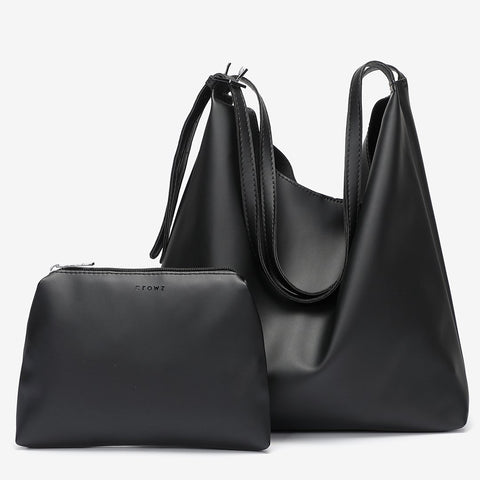 Double buckled strap large 2-in-1 soft PU leather tote