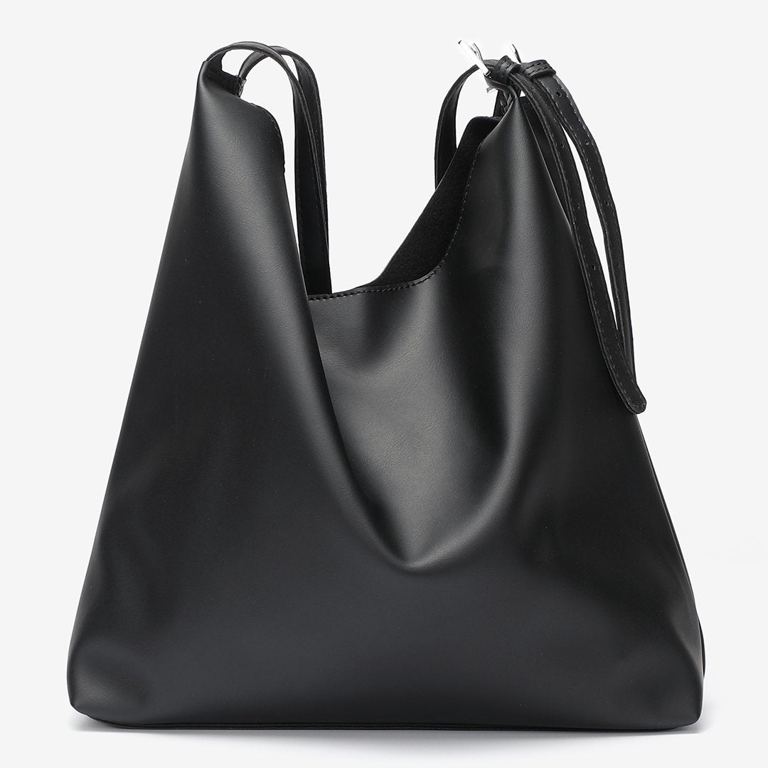 Double buckled strap large 2-in-1 soft PU leather tote