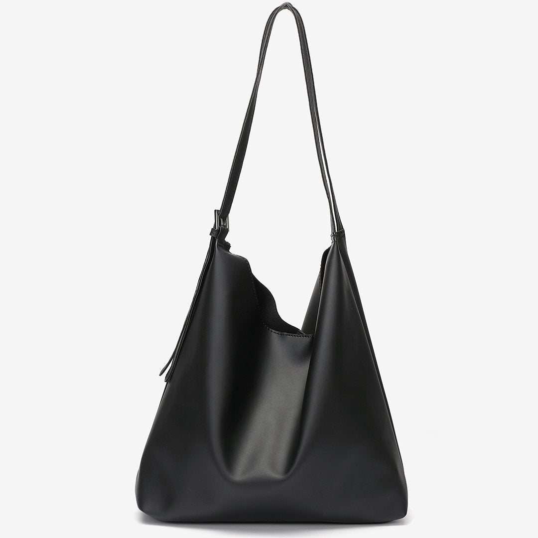 Double buckled strap large 2-in-1 soft PU leather tote
