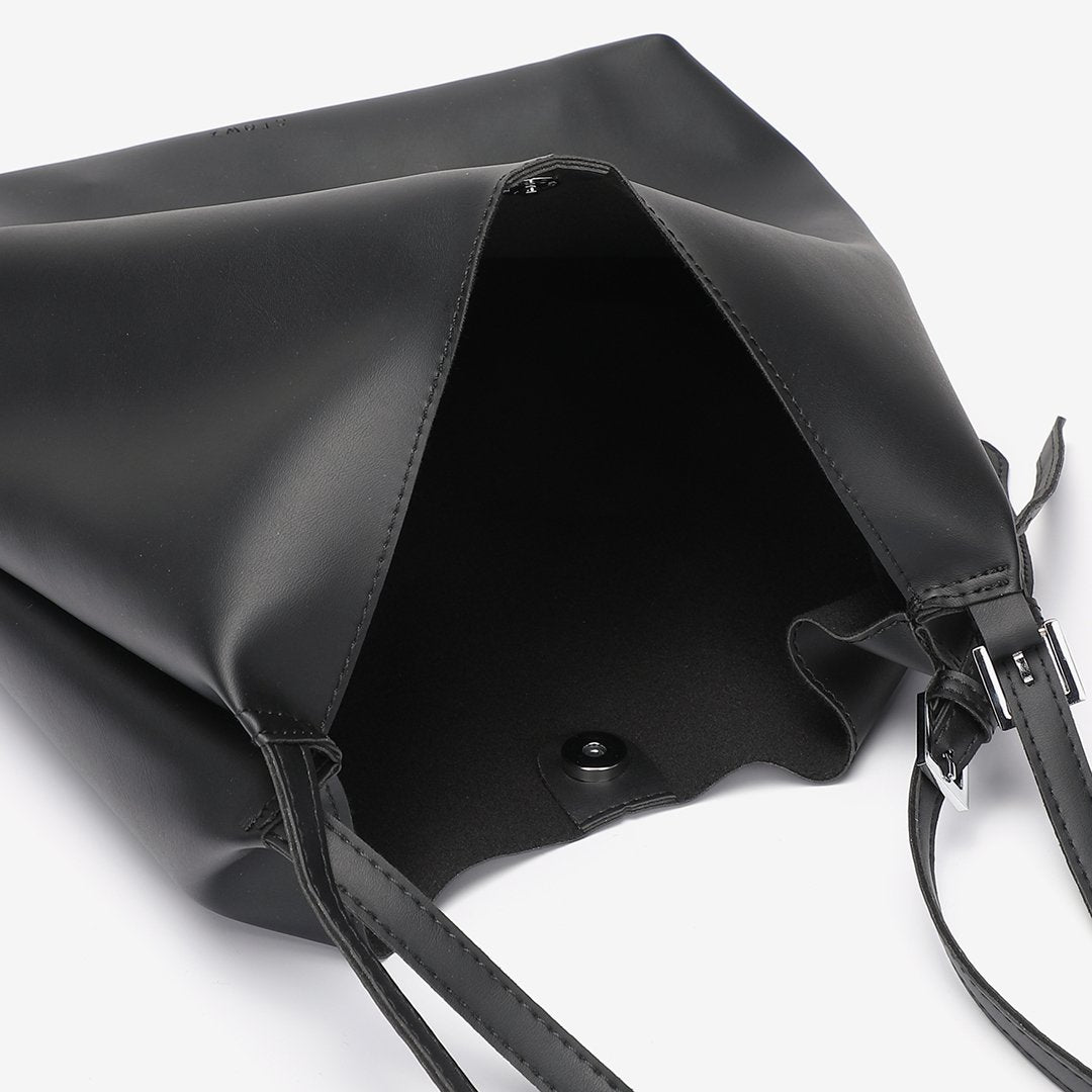 Double buckled strap large 2-in-1 soft PU leather tote