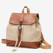Retro PU leather lobster clasp canvas backpack