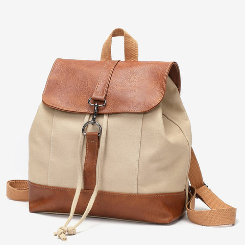 Retro PU leather lobster clasp canvas backpack