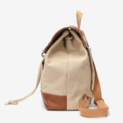 Retro PU leather lobster clasp canvas backpack