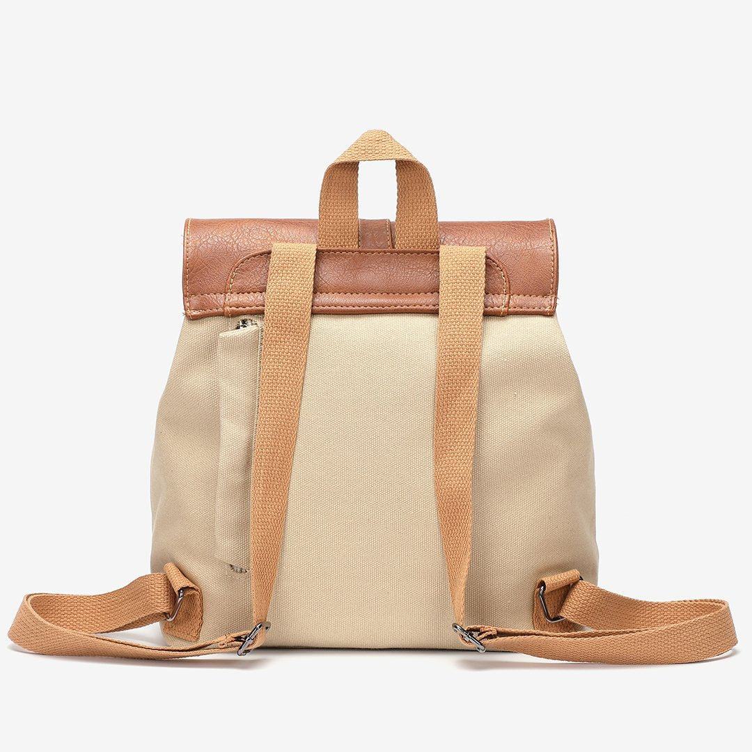 Retro PU leather lobster clasp canvas backpack