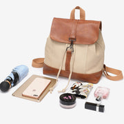Retro PU leather lobster clasp canvas backpack