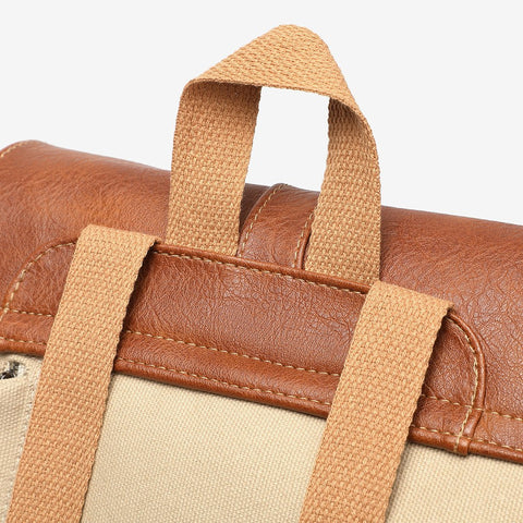 Retro PU leather lobster clasp canvas backpack