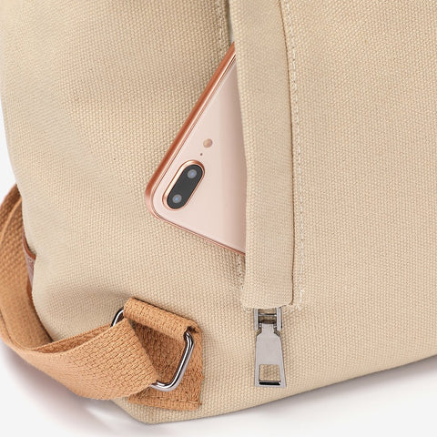Retro PU leather lobster clasp canvas backpack