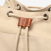 Retro PU leather lobster clasp canvas backpack