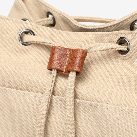 Retro PU leather lobster clasp canvas backpack