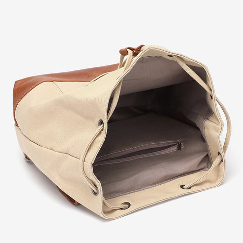 Retro PU leather lobster clasp canvas backpack