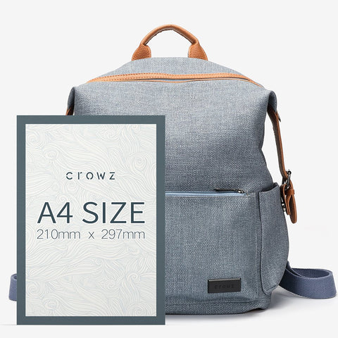 PU leather side buckled strap canvas backpack