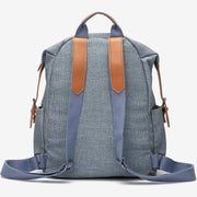 PU leather side buckled strap canvas backpack