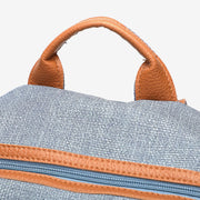 PU leather side buckled strap canvas backpack