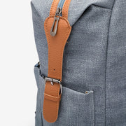 PU leather side buckled strap canvas backpack