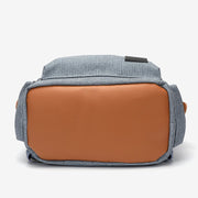 PU leather side buckled strap canvas backpack