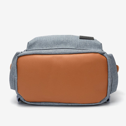 PU leather side buckled strap canvas backpack