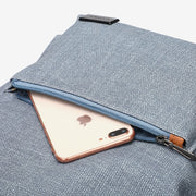 PU leather side buckled strap canvas backpack