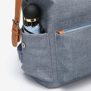 PU leather side buckled strap canvas backpack