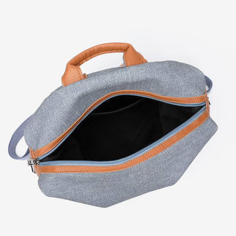 PU leather side buckled strap canvas backpack