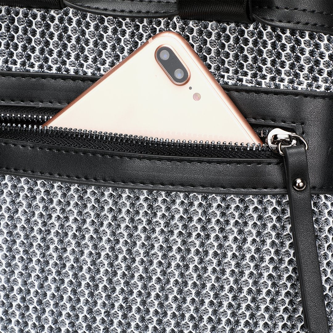 Net overlay nylon backpack