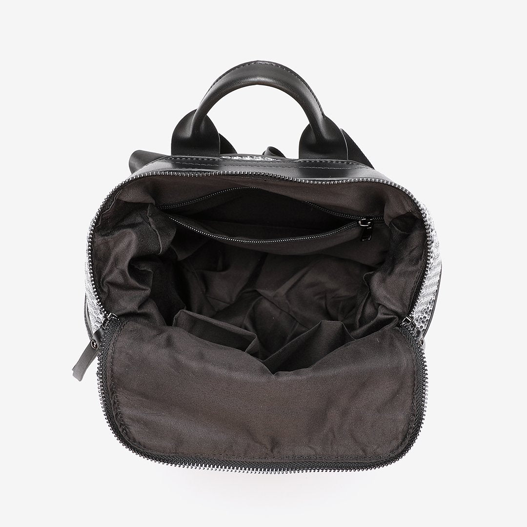 Net overlay nylon backpack