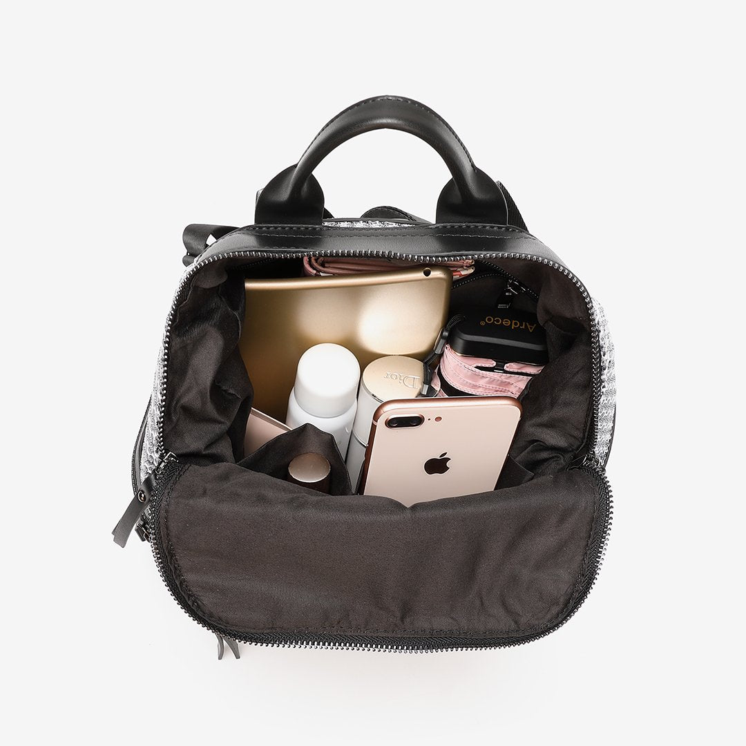 Net overlay nylon backpack