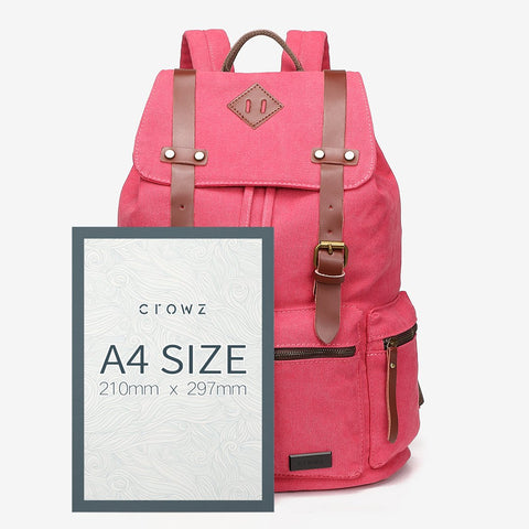 PU leather buckle-strap unisex canvas backpack