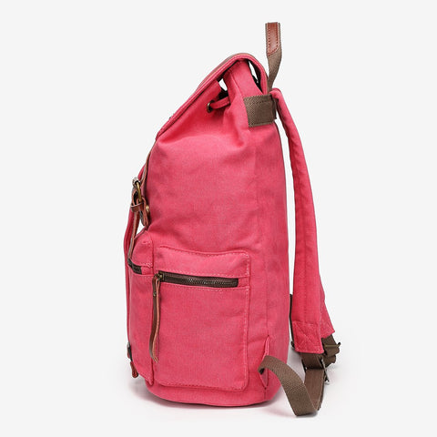 PU leather buckle-strap unisex canvas backpack