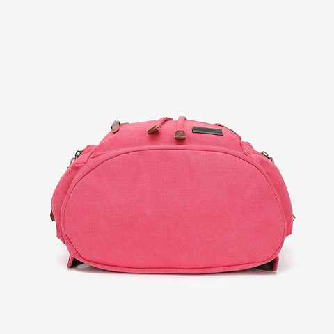 PU leather buckle-strap unisex canvas backpack