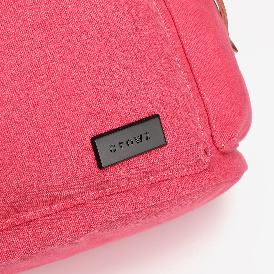 PU leather buckle-strap unisex canvas backpack