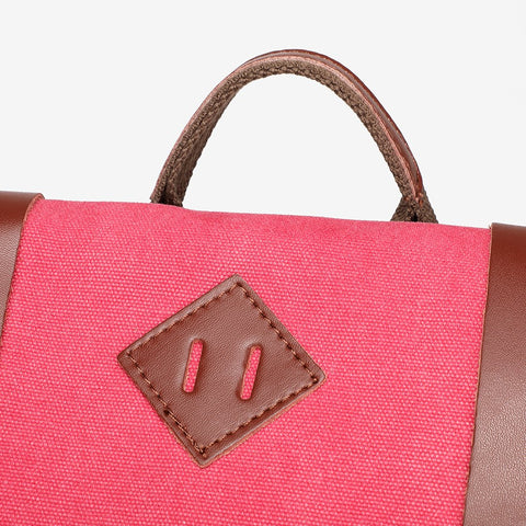 PU leather buckle-strap unisex canvas backpack