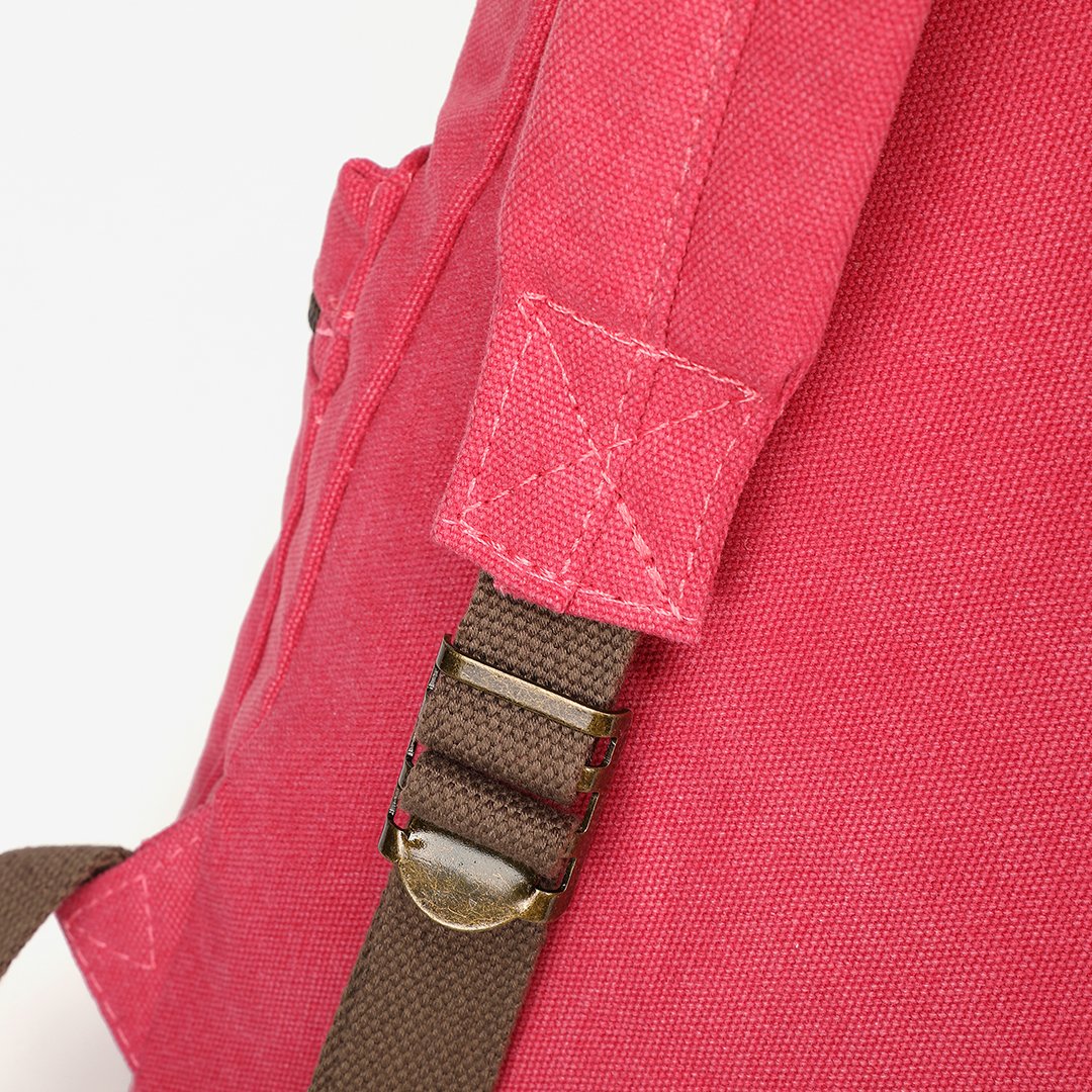 PU leather buckle-strap unisex canvas backpack