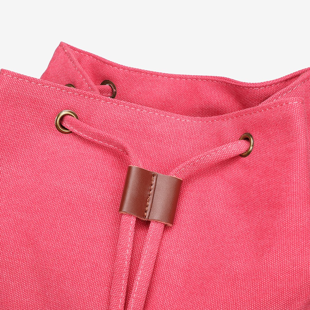 PU leather buckle-strap unisex canvas backpack