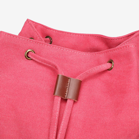 PU leather buckle-strap unisex canvas backpack