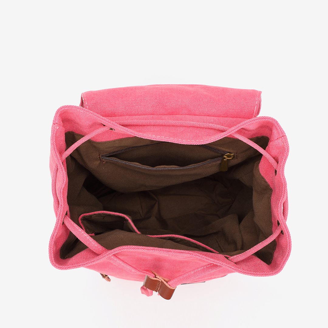 PU leather buckle-strap unisex canvas backpack