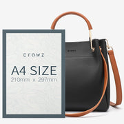 Metal top handle dual strap PU leather bucket bag
