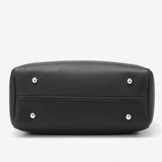 Metal top handle dual strap PU leather bucket bag
