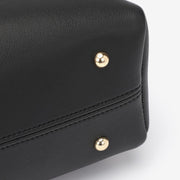 Metal top handle dual strap PU leather bucket bag