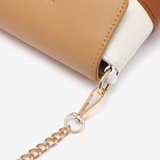Metal loop lock colourblock PU leather crossbody bag