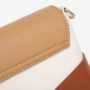 Metal loop lock colourblock PU leather crossbody bag