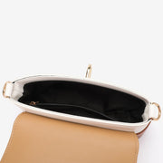 Metal loop lock colourblock PU leather crossbody bag